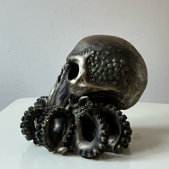 Octopus Skull Sculpture in Metallic Finish - Picture 5 of 16